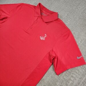 Nike Golf Polo Shirt Men Medium Pinehurst Tech Vent Orange Performance Quick Dry